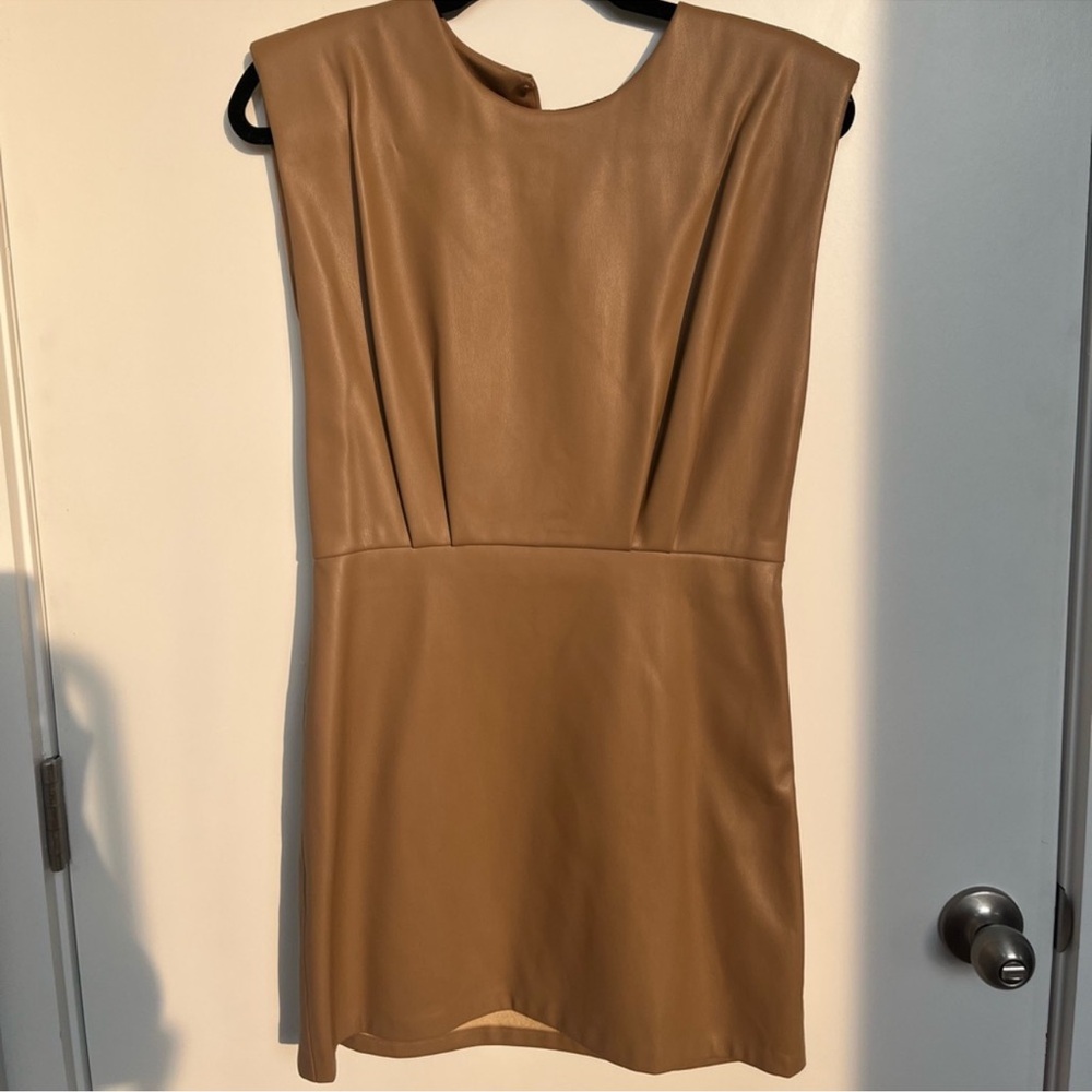 Zara Tan Mini Dress Leather